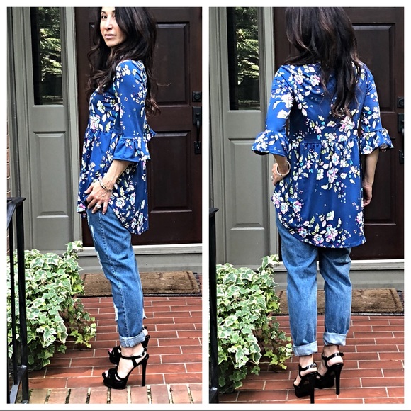 ✨LAST ONE ✨Floral ruffle sleeves loose fit top - Picture 8 of 8